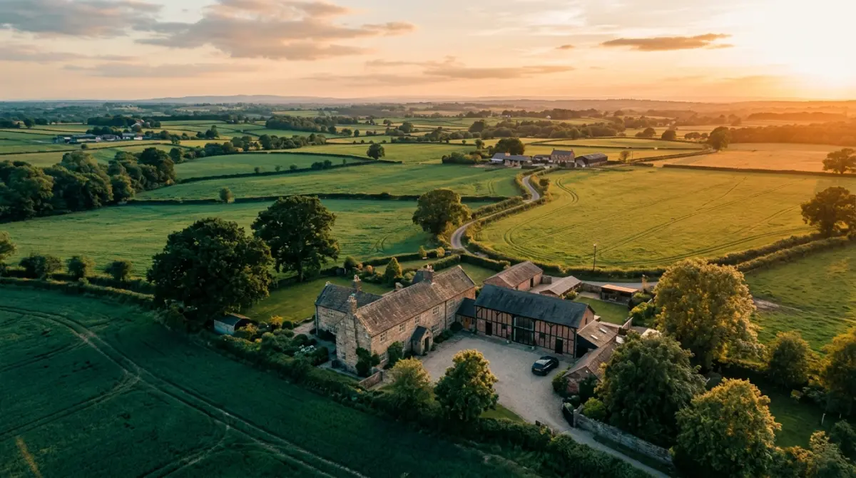 Historic Chester Rows commercial buildings along a cobbled street with warm evening light
