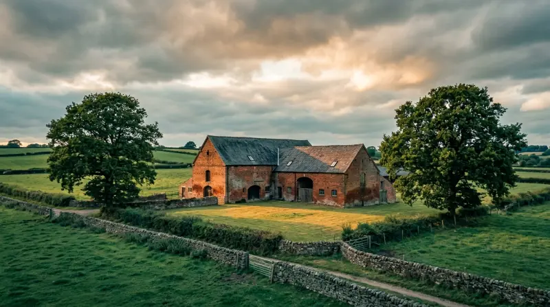 Rural Cheshire barn with surrounding farmland suitable for commercial conversion