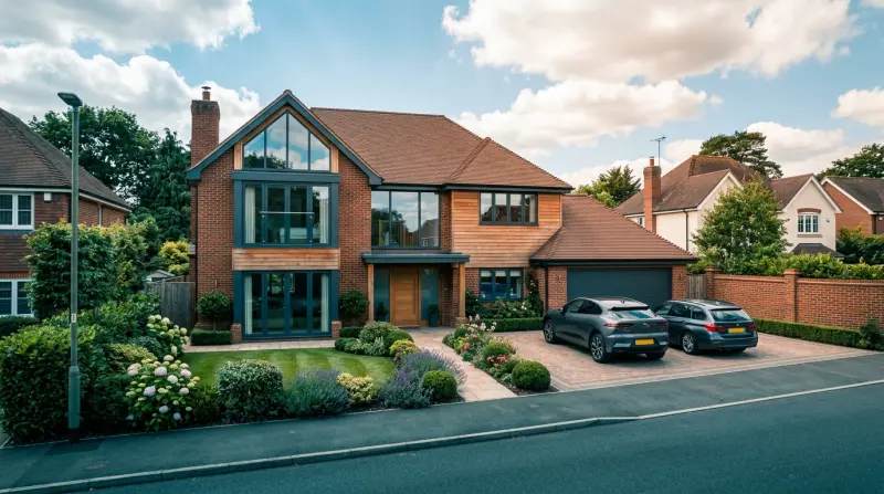 Suburban UK detached house with driveway representing security property for business loan