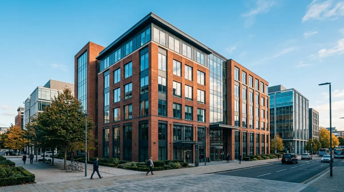 Modern serviced office building representing commercial bridging finance