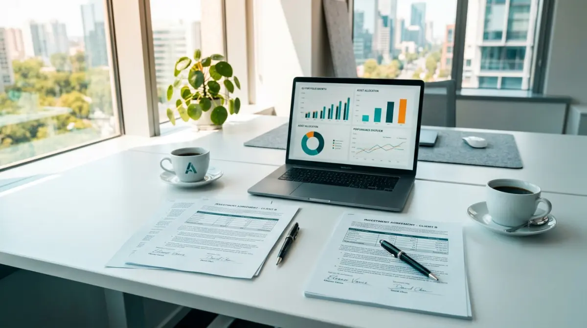 Business partners reviewing financial documents together