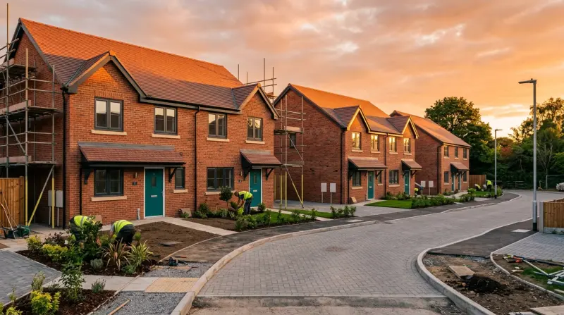 Small residential development of four new-build houses at completion stage