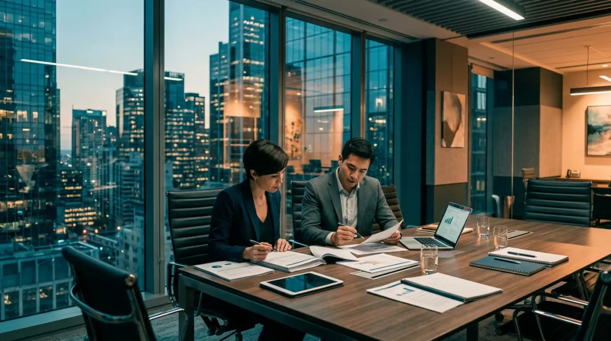Professional handshake between broker and lender in a modern office setting representing intermediary partnership